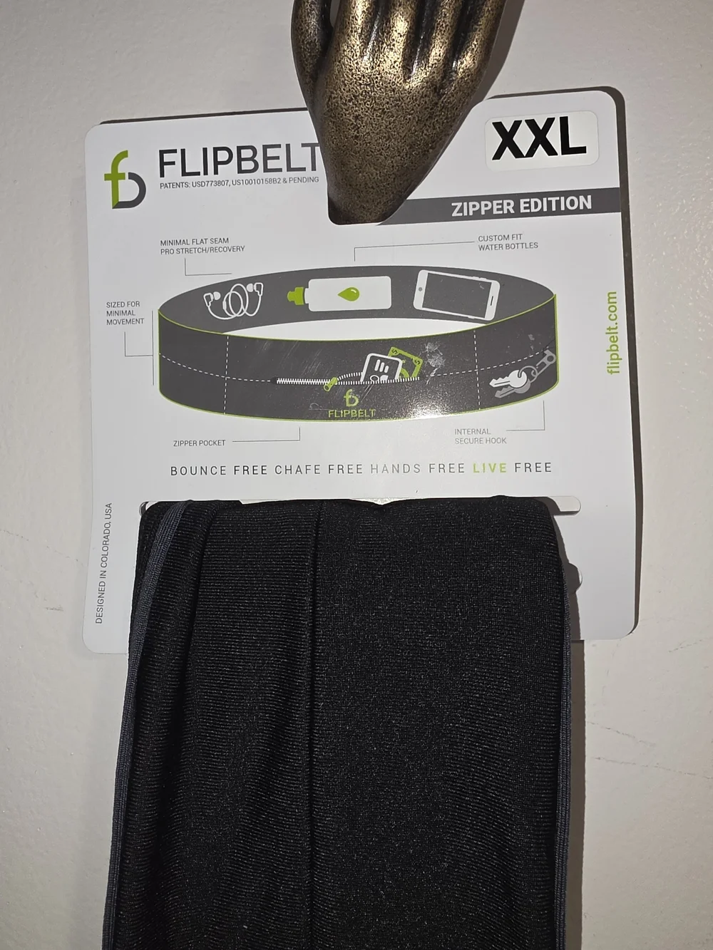 NWT FlipBelt Zipper Edition Running Active Waist Belt - Black (XXL)